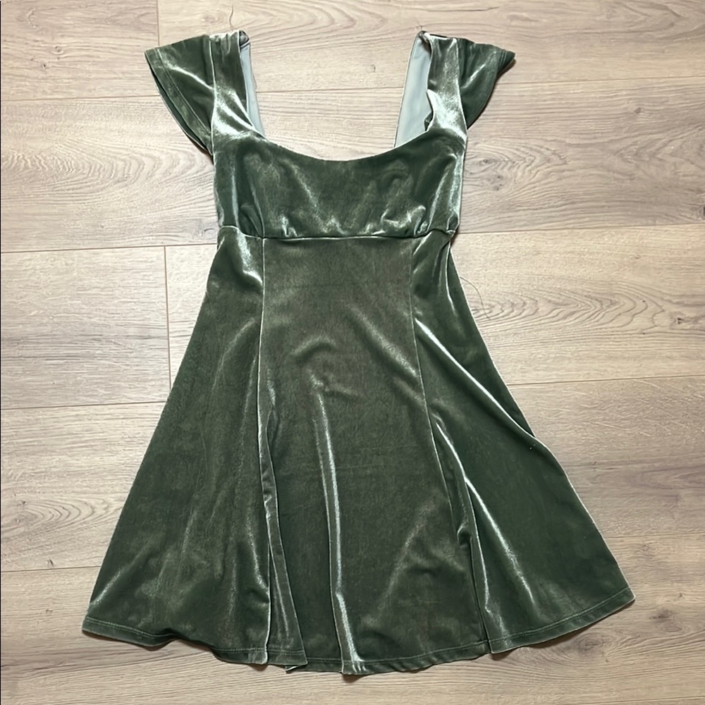 Sage Green Velvet Minidress